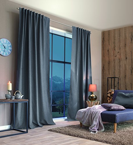 HOMEbasics THERMOVORHANG MIT KOMBIBAND, Polyester, GRAU, 225 X 135 cm, 085960-0903 225 X 135 von HOMEbasics