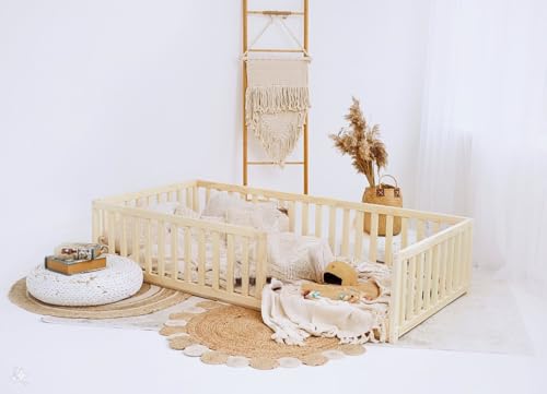 HOMEforDREAMS Kleinkind Bodenbett mit 6,3 cm Abstand zwischen den Gitterstäben: Montessori-inspirierter Bettrahmen von Home for Dreams H4D-55 (120x60cm) von HOMEforDREAMS