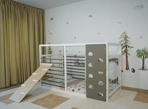 HOMEforDREAMS Turnbett für Kinder ab 4 Jahren: Montessori-inspiriertes 2-in-1-Bett In den Farben Weiß und Grau, Ohne Innenbrett (Rock Board, 200x90cm) von HOMEforDREAMS