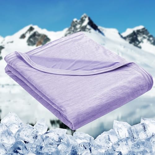 HOMFINE Kühldecken für heiße Schläfer - leichte Sommerdecke mit Japanische Q-Max>0.43 Kühlfasern, 2 in 1 doppelseitig Wohndecke Sofadecke Reisedecke - Lila 230 * 270cm von HOMFINE