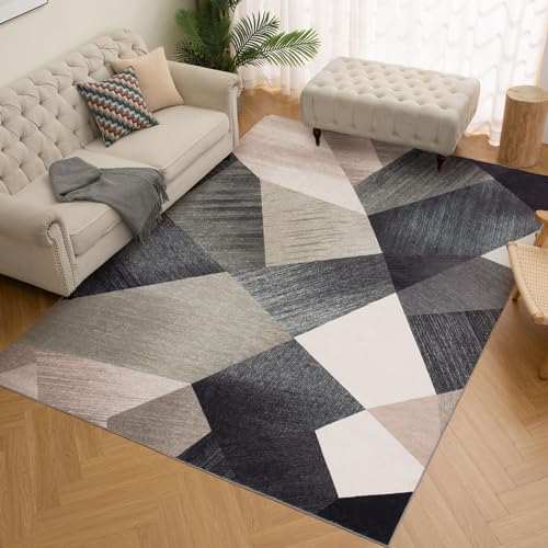 HOMFINE Moderner Wohnzimmer Teppich-Waschbar Teppich Kurzflor Teppich Schlafzimmer Flauschiger rutschfest Teppich, Esszimmer Teppich, Geometrischer Teppich 120 x170 cm, Grün von HOMFINE