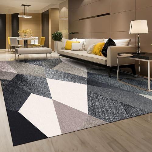 HOMFINE Moderner Wohnzimmer Teppich-Waschbar Teppich Kurzflor Teppich Schlafzimmer Flauschiger rutschfest Teppich, Esszimmer Teppich, Geometrischer Teppich 160 x230 cm, Grün von HOMFINE