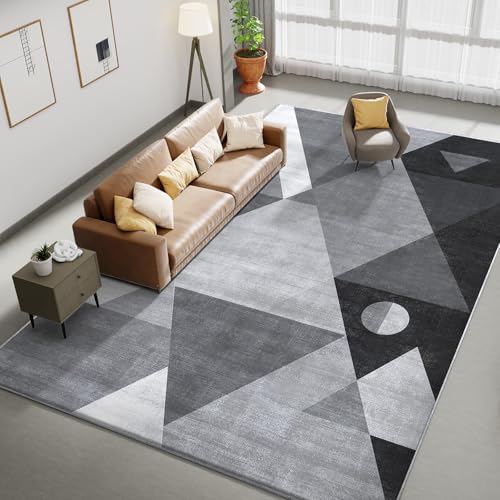 HOMFINE Teppich Wohnzimmer Waschbar Kurzflor - Flauschiger Rutschfester Moderner Teppich Schlafzimmer Esszimmer, Weicher Schwamm Material, Super Weich Langlebig, Geometrisch Abstrakt, Grau 200x300 cm HOMFINE Teppich Wohnzimmer Waschbar Kurzflor - Flauschiger Rutschfester Moderner Teppich Schlafzimmer Esszimmer, Weicher Schwamm Material, Super Weich Langlebig, Geometrisch Abstrakt, Grau 200x300 cm von HOMFINE