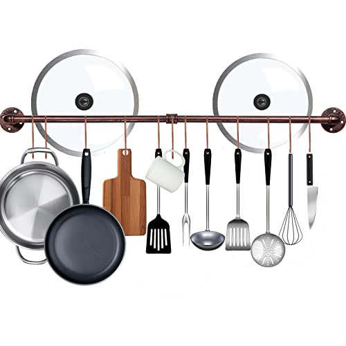 HOMGEN Küchenhalter, Küche Hängestange, Wandtopf- und Geschirrhalter-Set, Küchengeräte, Ordnung, Kleiderständer, multifunktional, Wandmontage, mit 15 Haken, Ordnung für Haushalt, Küche 94cm von HOMGEN