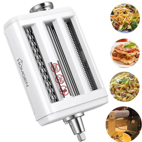 HOMGEN Nudelaufsatz für KitchenAid Standmixer 3-in-1 Set mit Nudelwalze, Spaghettischneider & Fettuccine-Schneider, Robuste Edelstahl Aufsätze für KitchenAid HOMGEN Nudelaufsatz für KitchenAid Standmixer 3-in-1 Set mit Nudelwalze, Spaghettischneider & Fettuccine-Schneider, Robuste Edelstahl Aufsätze für KitchenAid von HOMGEN