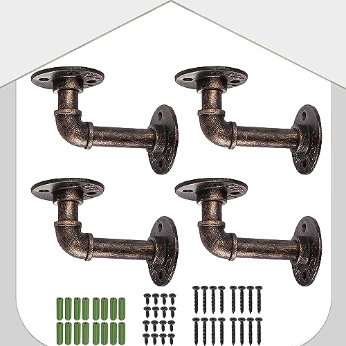 HOMGEN Rohr-Wandhalterungen, 4 Stück, industrielle Rohrregalhalterungen, Sanitär-Regal-Halterung, Rohrregal, Gerüstbrett-Regalhalterungen, Rohrregalhalterungen für Bücherregal, Gerüstbrett (9 x 13 cm) HOMGEN Rohr-Wandhalterungen, 4 Stück, industrielle Rohrregalhalterungen, Sanitär-Regal-Halterung, Rohrregal, Gerüstbrett-Regalhalterungen, Rohrregalhalterungen für Bücherregal, Gerüstbrett (9 x 13 cm) von HOMGEN