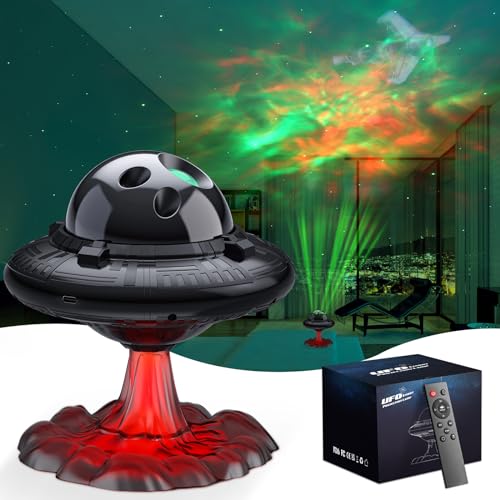 HOMGEN UFO Sternenhimmel Projektor LED Sternenprojektor Galaxy Light 8 Nebelmodi 3 Sternenmodi mit Nachtlicht Timer Fernbedienung einstellbare Helligkeit für Schlafzimmer Raumdekoration Party von HOMGEN