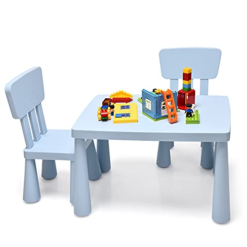HOMGX Kindertisch- und Stuhl-Set, klein, blau von WAROUS