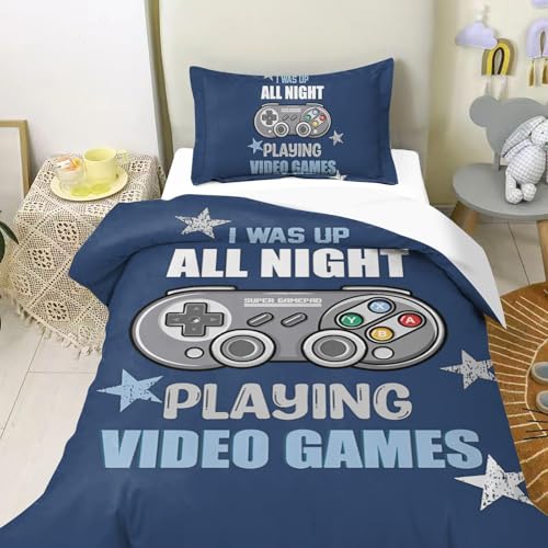 HOMHOMHA Bettwäsche 135x200 2teilig-Gamer Bettwäsche für Jungen-Kinder Bunte Einzel Bettbezug und Kissenbezüge 80X80 cm mit Reißverschluss von HOMHOMHA