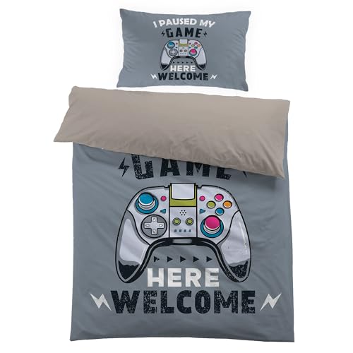 HOMHOMHA Bettbezug 150x200cm Gamer Gaming Bettwäsche Teenager Kind Junge 1 Person mit Kissenbezug 50x80cm Gamepad Grau 3D-Druck Geschenk Party Jahrestag Weihnachten Modell02 HOMHOMHA Bettbezug 150x200cm Gamer Gaming Bettwäsche Teenager Kind Junge 1 Person mit Kissenbezug 50x80cm Gamepad Grau 3D-Druck Geschenk Party Jahrestag Weihnachten Modell02 von HOMHOMHA