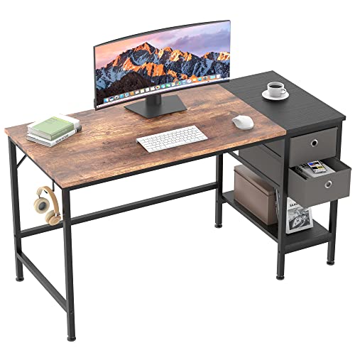 HOMIDEC Schreibtisch, Computertisch mit 2 Schubladen, Bürotisch Schreibtisch Holz Officetisch fürs Büro, Wohnzimmer, Home, Office, 120 x 50 x75cm von HOMIDEC