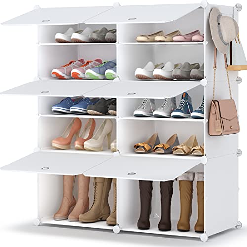 HOMIDEC Schuhregal, 5-stufiger Schuhschrank Kunststoff-Schuhregale Organizer für Schrank Flur Schlafzimmer Eingang von HOMIDEC