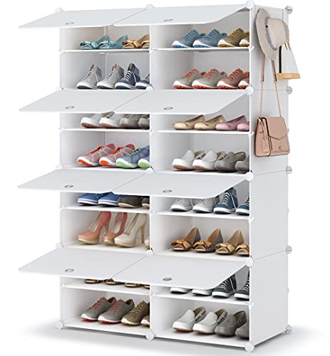 Schuhregal, 8 Etagen, Schuhregal, 32 Paar Kunststoff-Schuhregale, Organizer für Schrank, Flur, Schlafzimmer, Eingangsbereich von HOMIDEC