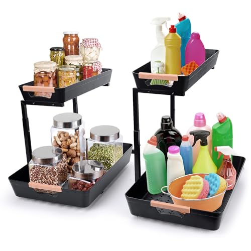 HOMIEE Spülschrank Organizer Ausziehbar, 2 Stück Unter Waschbecken Regal Spülenunterschrank Organizer 2 Etagen Unter Spüle Unterschrank Waschbeckenunterschrank Organizers für Küche Schrank von HOMIEE