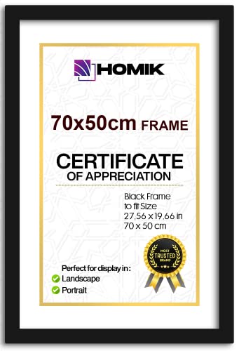 HOMIK Bilderrahmen 50x70 CM Hergestellt aus MDF Mit Plexiglas - Elegantem Klassischem Design – Vielseitiges Fotodisplay Heimdekor-Rahmen Mit Plexiglas – Einfach zu Montieren von HOMIK