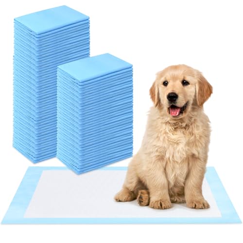 HOMIKLSA 50 Stück Welpenunterlage Trainingspads für Hunde PIPI Matten für Welpen 60 x 60cm für Tiere Pinkelmatte Training Auslaufsicheres 5 Lagiges Design Super saugfähige Oberfläche von HOMIKLSA