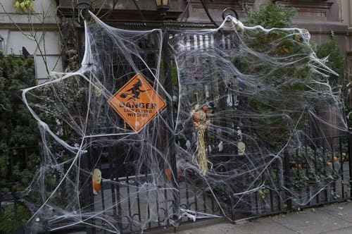 HOMIKLSA Halloween Deko Spinnennetz,300g Dehnbare Spinnennetze & 50 Künstliche Spinnen-Perfekt für Innen/Außen,Garten,Spukhaus&Partyzubehör-Schaurige Atmosphäre für Ihre Feier von HOMIKLSA