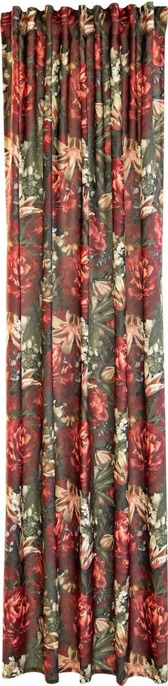 Vorhang Roja, HOMING, verdeckte Schlaufen (1 St), blickdicht, Jacquard, blickdicht, rot, Blumen, floral, rose, Wohnzimmer, Schlafzimmer von HOMING