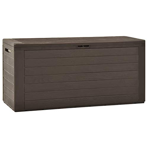 homiuse 116x44x55 cm Gartenbox Braun Auflagenbox Aufbewahrungsbox Aufbewahrungstruhe Gartentruhe Kissenbox Garten Wasserdicht Kissenbox Outdoor Wasserdicht Abschließbar Innen und Außenbereich von homiuse