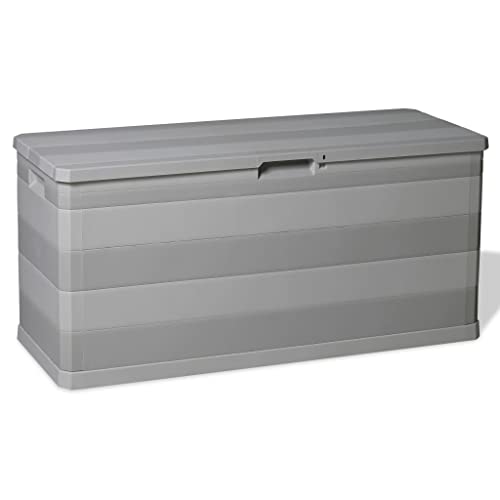 homiuse 117x45x56 cm Gartenbox Grau Auflagenbox Aufbewahrungsbox Aufbewahrungstruhe Kissenbox Outdoor Wasserdicht Rattan Box Gartenbox Klein Abschließbar, Schloss ist nicht inbegriffen von homiuse