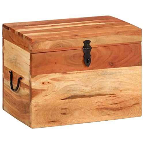 homiuse 39x28x31 cm Aufbewahrungsbox Massivholz Akazie Schatztruhe Schatzkiste Truhe mit Deckel Schatzkiste Holz Holztruhe mit Deckel Truhenbank AbschließBare Box Kiste Nicht mit Schloss Scharnier von homiuse