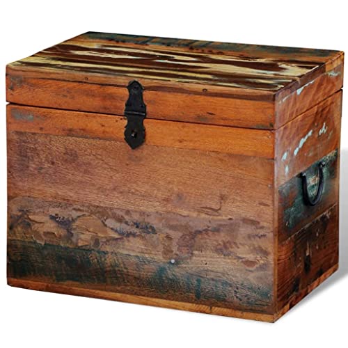 homiuse 39x28x31 cm Aufbewahrungstruhe Altholz Schatztruhe Truhe mit Deckel Schatzkiste Holz Holztruhe mit Deckel Truhenbank AbschließBare Box Kiste Nicht Schloss Vintage-Stil Handarbeit von homiuse