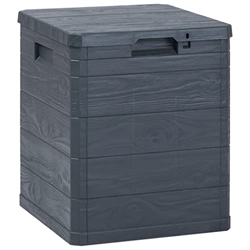 homiuse 90 L Garten-Aufbewahrungsbox Anthrazit Gartenbox Aufbewahrungstruhe Auflagenbox Gartentruhe Garten Wasserdicht Kissenbox Outdoor Wasserdicht Wetterfestem Abschließbar mit Holzoptik von homiuse