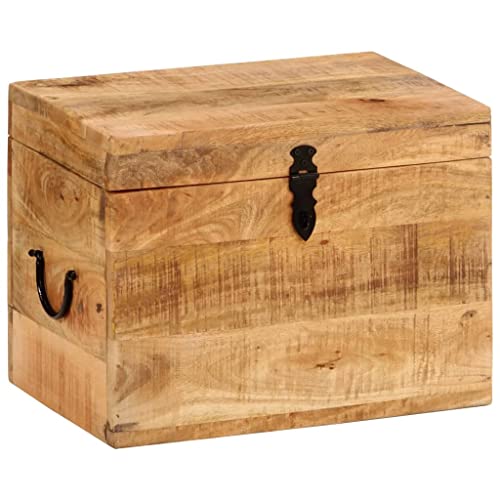 homiuse Aufbewahrungsbox 39x28x31 cm Massivholz Mango Schatztruhe Schatzkiste Truhe mit Deckel Schatzkiste Holz Holztruhe mit Deckel Truhenbank AbschließBare Box Kiste Nicht mit Schloss Antik-Stil von homiuse