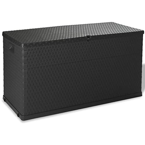 homiuse Garten-Aufbewahrungsbox Anthrazit 120x56x63 cm PP Rattan Gartenbox Auflagenbox Aufbewahrungstruhe Garten Wasserdicht Kissenbox Outdoor Wasserdicht Abschließbar, Schloss nicht inbegriffen von homiuse