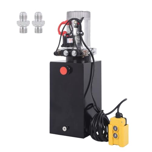 HOMIZEN 1600W Doppelwirkend Hydraulikaggregat Hydraulikpumpe 12V 10L Kippanhängerpumpe für Gabelstapler, Hubarbeitsbühnen von HOMIZEN