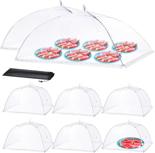 HOMKULA Fliegenhaube für Lebensmittel – Faltbarer Fliegenschutz für Essen und Obst – Abdeckung gegen Fruchtfliegen – Pop-Up Design – 2 Extra Groß (102 x 63 cm) & 6 Groß (43 x 43 cm)（Polyester &Metall） von HOMKULA