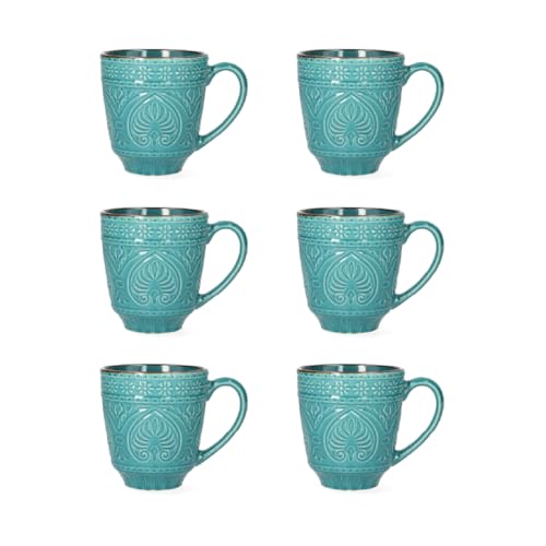 HOMLA 6er Set Tassen INDIE, Türkis, 0,4 l, Modernes & Klassisches Design von HOMLA