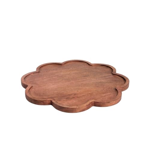 HOMLA Acacia Dekoratives Tablett 30 cm Mangoholz Blume, Bronze, Boho Tischdeko von HOMLA