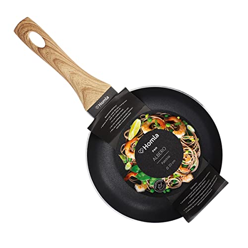 HOMLA Albero Pfanne - für Induktionskochfelder, Elektroherde, Gaskochfelder, Cerankochfelder - Aluminiumpfanne mit Antihaftbeschichtung - Soft Touch Griff - Durchmesser 20cm von HOMLA