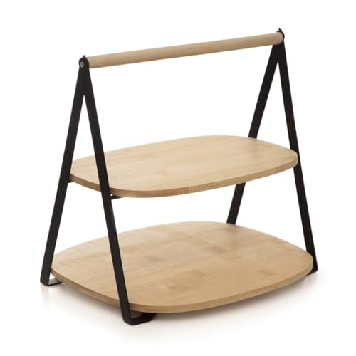 HOMLA BAMBOU Etagere Frühstück Bambus Etagere 2 Etagen 25x28 cm Serviergestell von HOMLA