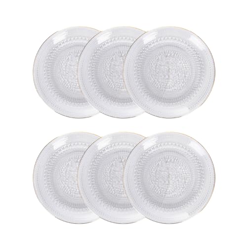 HOMLA BARREL 6er Set Glasteller 15 cm mit Goldrand und Punktmuster – Eleganz für jeden Anlass von HOMLA
