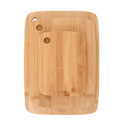 HOMLA Bambou Servierbrett Set aus Bambus - Schneidebrett mit Ständer - Käsebrett Serviertablett Servierteller - für Käse Snacks Vorspeisen - Praktischer Griff - 3 Stück HOMLA Bambou Servierbrett Set aus Bambus - Schneidebrett mit Ständer - Käsebrett Serviertablett Servierteller - für Käse Snacks Vorspeisen - Praktischer Griff - 3 Stück von HOMLA
