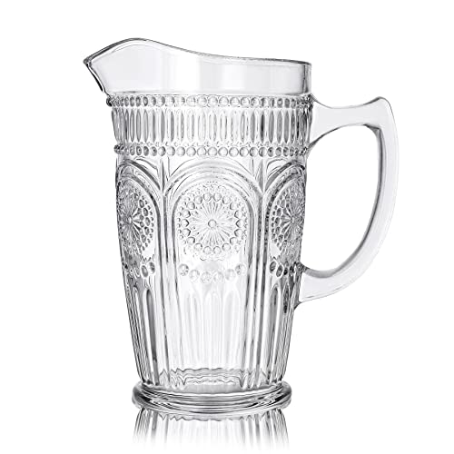 HOMLA Barrel Glaskanne Glaskrug Pitcher - Glas für Festliche Anlässe Empfang - in Origineller Ästhetik Reflektiert Licht 1, 3 l von HOMLA