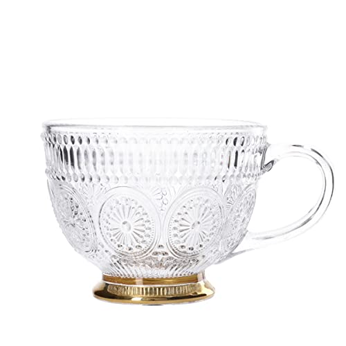 HOMLA Barrel Teetasse Transparent im Vintage Stil - Funktionaler Becher mit Eleganter Musterung - Für Partys Bankette Teeservice - Fassungsvermögen 0,36 l von HOMLA