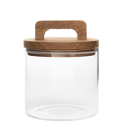 HOMLA Carlos Behälter Sotrage - Glasbehälter mit Akaziengriff - Lebensmittelbehälter aus Glas - Schönes Glas - Organisation von Wohnung und Küche - Robustes, Dickes Glas - 0,55 l von HOMLA