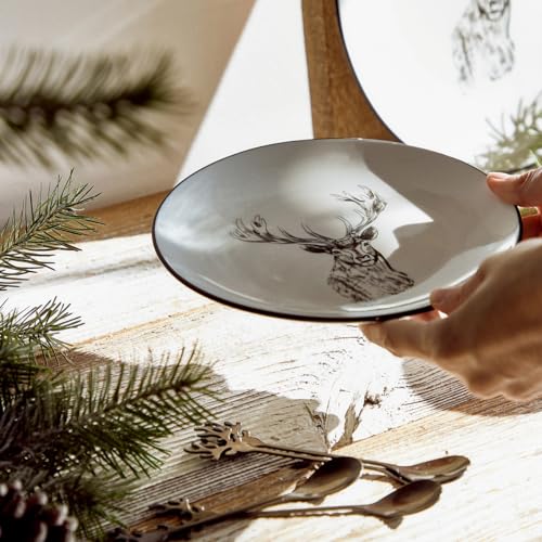 HOMLA Dessertteller Kleiner Teller Porzellan Reindeer mit Hirschen 19 cm von HOMLA