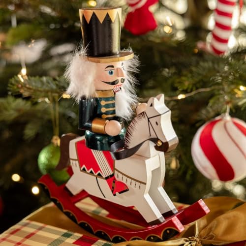 HOMLA Figur Weihnachtsdeko Zierfiguren Nutcracker Schaukelnder Nussknacker dunkelgrün 28 cm von HOMLA