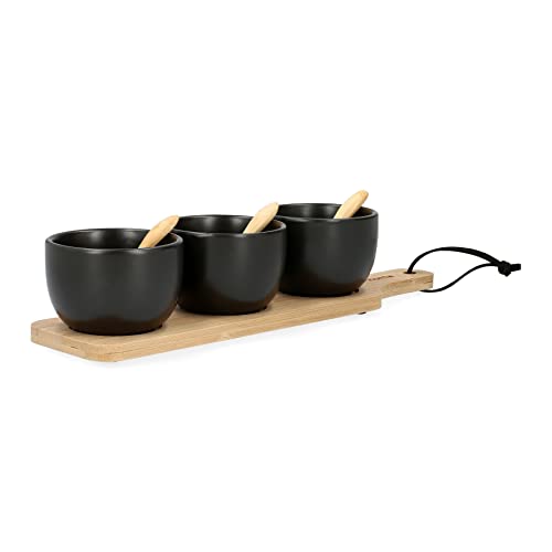 HOMLA Fincan Schalen Serviergeschirr im Modernen Stil - Geschirr Tischdekoration Nachspeiseteller Dessertplatte Dessertspeicher - Glänzender Farbton Schwarz 32 x 8 cm von HOMLA