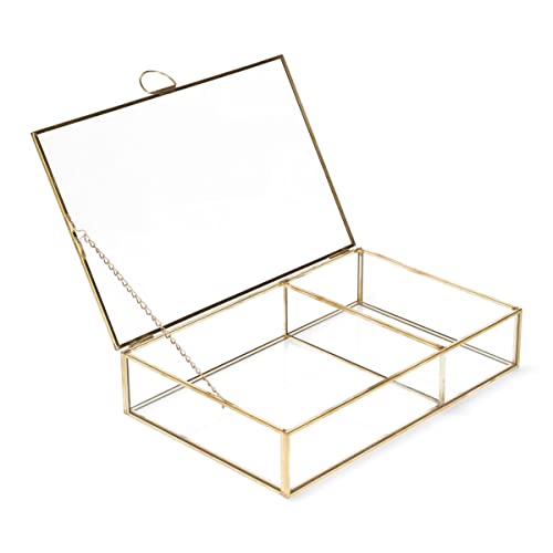 HOMLA Grazia Schatulle aus Gold perfekt für Schmuck Kosmetik 90% aus Glas 23x15x5 cm von HOMLA