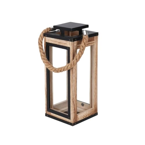 HOMLA KOPI Laterne mit Seil, 32cm Höhe, Braun, Polypropylen, Dekorative Basic-Serie von HOMLA