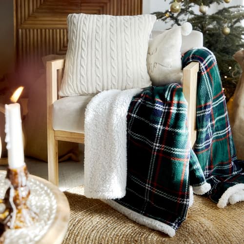 HOMLA Kuscheldecke Decke Sofadecke Wohndecke Tagesdecke Flauschig Wohndecke Manta Karo-Decke grün 150x200 cm von HOMLA