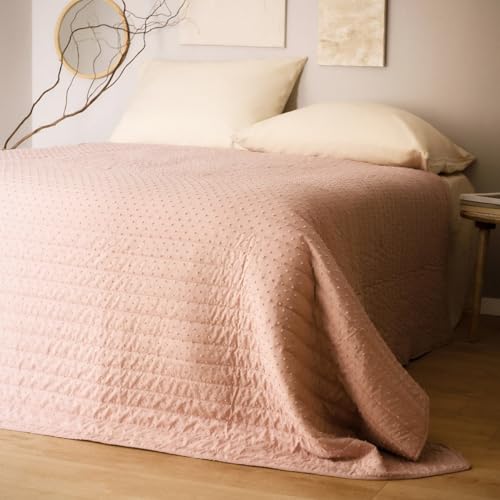 HOMLA Kuscheldecke Tagesdecke Wohndecke Sofadecke Decke Flauschdecke gepunktet rosa 200x220 cm von HOMLA