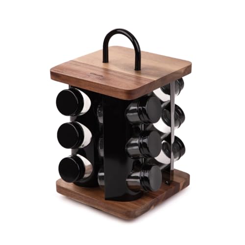 HOMLA LENNE Gewürzregal-Set mit Griff, 12 Gläser 28x16x16 cm von HOMLA