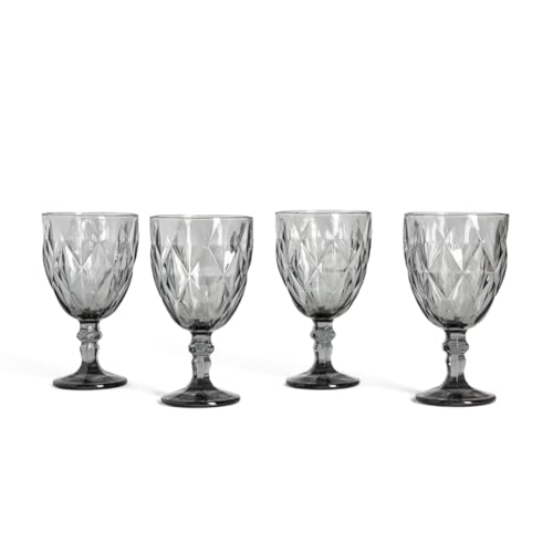 HOMLA LUNO Weingläser Set, 4 Stück, 340ml, Graphit, elegantes getöntes Glas, spülmaschinenfest von HOMLA