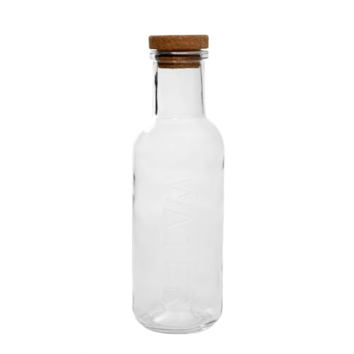 HOMLA NATIA karaffe glas 1 liter klar schriftzug korkverschluss dekorativ modern von HOMLA